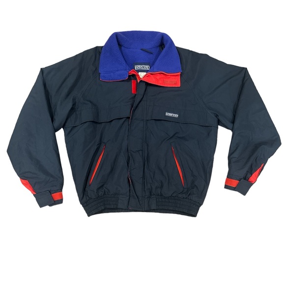 Vintage Land's End Jacket Medium Black Purple Red - Picture 3 of 6